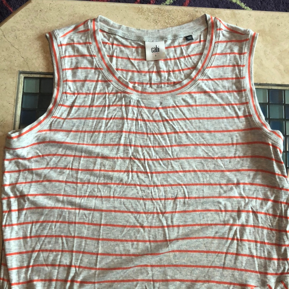 CAbi Stripe Peplum Ruffle Tank Top #5331